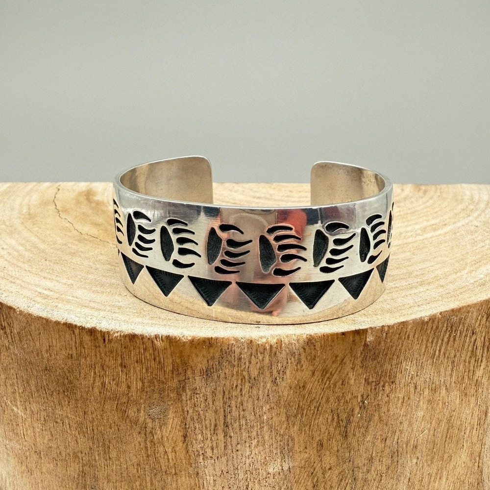 Hopi Sterling Silver Overlay Cuff Bracelet Gene Pooyouma Hopi Sterling Bracelet